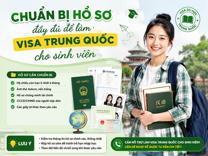 Chuẩn bị hồ sơ đầy đủ để làm visa Trung Quốc cho sinh viên