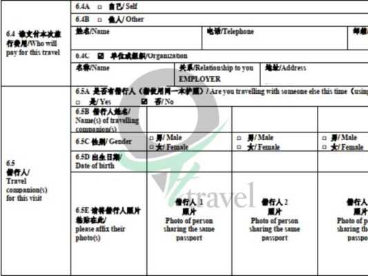 Thông tin người mời tại Trung Quốc trên mẫu tờ khai xin visa Trung Quốc