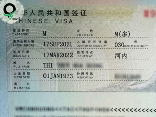 Visa công tác/thương mại Trung Quốc - ký hiệu M
