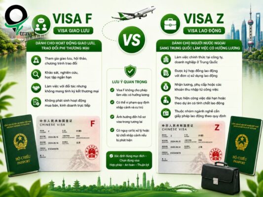 Visa F (visa giao lưu) và visa Z (visa lao động)